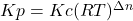 Kp=Kc(RT)^\Delta{} ^n{}